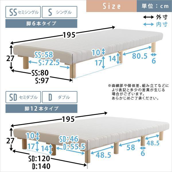 あす着 セミダブルベッド べット 脚付きマットレス付き ウレタン 高反発 低反発 一人暮らし 省スペース マットレスベッド 下収納 足付き ヘッドレス ローベッド ロータイプ SD 低床 低い ルンバ 小さい 小さめ スリム 北欧 おしゃれ ブラウン 茶色 ブルー 青 ホワイト 白_1