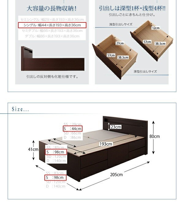 シングルベッド 一人暮らし マットレス付き チェストベッド ミドル ベッド下収納 引き出し付き 大容量 宮付き ヘッドボード 枕元 棚 ラック 携帯 ティッシュ メガネ リモコン 頭上 収納 コンセント ゲーム ケーブル スマホ 充電 電気 ヴィンテージ メンズ モダン レトロ_2