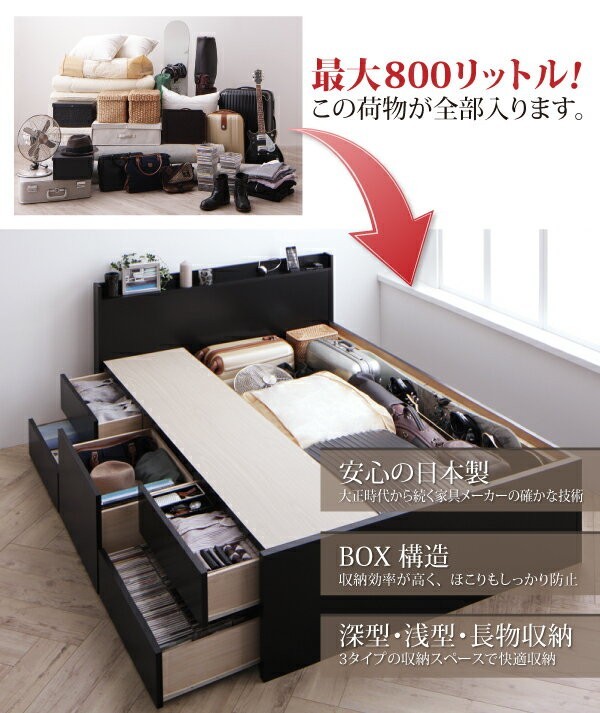 セミシングルベッド 一人暮らし コンパクト SS 小さい ミニ 省スペース マットレス付き チェストベッド ミドル ベッド下収納 引き出し 大容量 宮 ヘッドボード 枕元 棚 ラック 携帯 ティッシュ メガネ リモコン 頭上 収納 コンセント スマホ 充電 ホテル モダン 高級_3