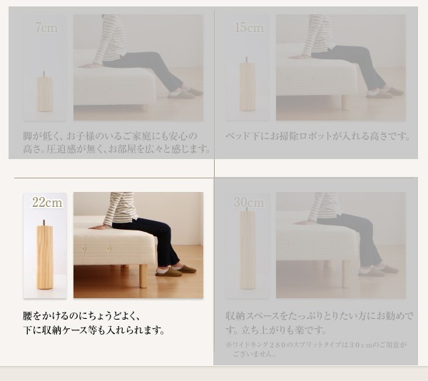 連結ベッド ワイド 2台 セット 2人 3人 4人 家族 つなげる 連結 分割 ファミリー 親子 脚付き マットレスベッド ボトムベッド 足付 ベンチ ソファー ヘッドレス ヘッドボードなし ローベッド ロータイプ フロア 低床 低い ルンバ 土台 北欧 おしゃれ モダン アンティーク_5