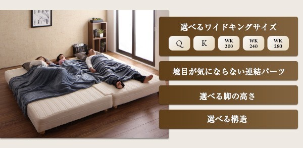連結ベッド ワイド 2台 セット 2人 3人 4人 家族 つなげる 連結 分割 ファミリー 親子 脚付き マットレスベッド ボトムベッド 足付 ベンチ ソファー ヘッドレス ヘッドボードなし ローベッド ロータイプ フロア 低床 低い ルンバ 土台 北欧 おしゃれ モダン アンティーク_2