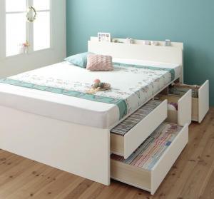 ダブルベッド 2人 マットレス付き チェストベッド ベッド下収納 引き出し 大容量 宮 棚 携帯 リモコン 収納 照明 読書灯 ライト 電気 コンセント スマホ 充電 ダブルベッド 2人 マットレス付き チェストベッド ベッド下収納