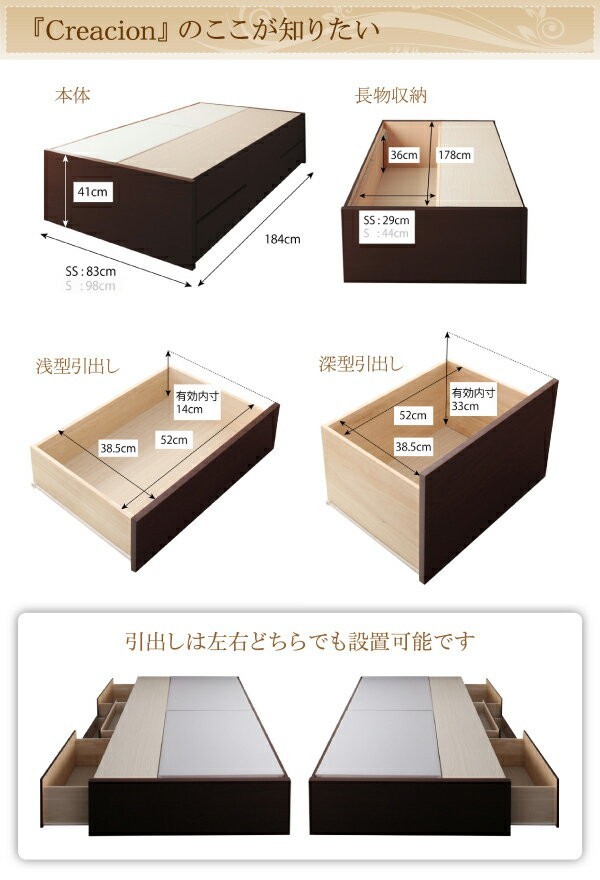 セミシングルベッド 一人暮らし コンパクト ショート丈 SS 小さい ミニ 省スペース マットレス付き チェストベッド ミドル ベッド下収納 引き出し付き 大容量 ヘッドレス ヘッドボードなし 北欧 おしゃれ モダン アンティーク_2