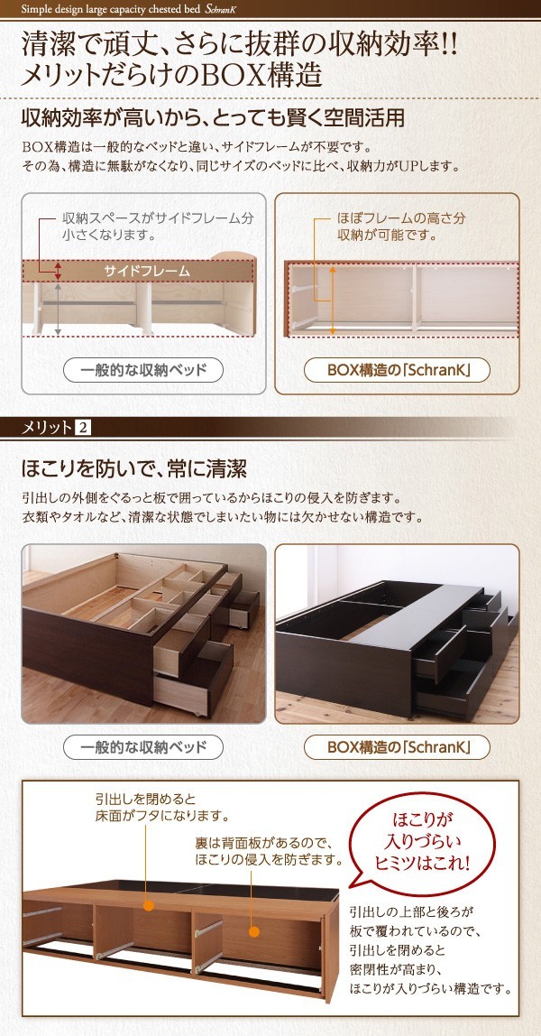 シングルベッド 一人暮らし マットレス付き チェストベッド ミドル ベッド下収納 引き出し付き 大容量 ヘッドレス ヘッドボードなし デザイナーズ ホテル モダン 高級 メンズ_4