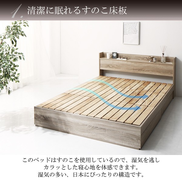 シングルベッド 一人暮らし マットレス付き チェストベッド ミドル ベッド下 収納 引き出し 大容量 宮 ヘッドボード 枕元 棚 ラック 携帯 ティッシュ メガネ リモコン 頭上 コンセント スマホ 充電 布団 直置き すのこ 通気性 除湿 カビ 北欧 おしゃれ モダン アンティーク_4