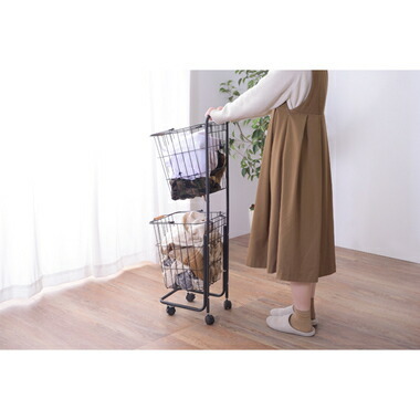 洗濯カゴ ランドリーバスケット 洗濯かご スリム 一人暮らし 低い 持ち運び 大容量 おしゃれ 北欧 コンパクト 収納 通気性 ラック 細い 洗濯物入れ 薄型 薄い ブラック 黒 約 幅37 奥行40 高さ107の通販は 8,975円