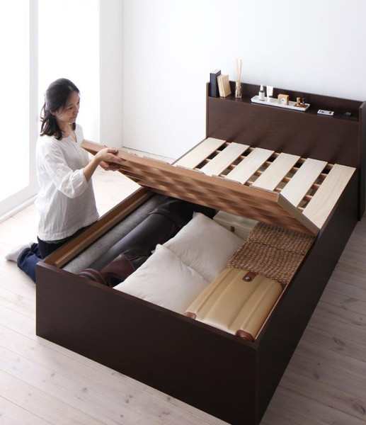 ベッド シングル ベッド下収納 収納付き 大容量 高い 床下収納スペース