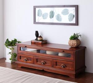 テレビ台 玄関 ベンチ カントリー カフェ 系 アンティーク アジアン リゾート 完成品 ローボード ブラウン 茶色の通販は