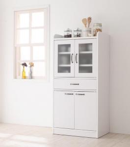 食器棚 キッチンストッカー カップボード コンパクト ミニ キッチン収納 ミドル食器棚 キッチンストッカー 幅60 ホワイト 白 グリーン 緑の通販は