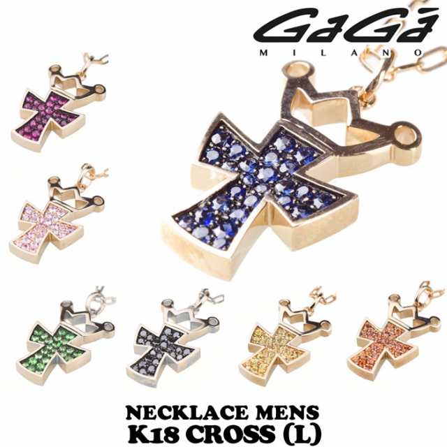 GaGa MILANO K18 CROWN-CROSS NECKLACE L-SIZE/ガガミラノ 18金