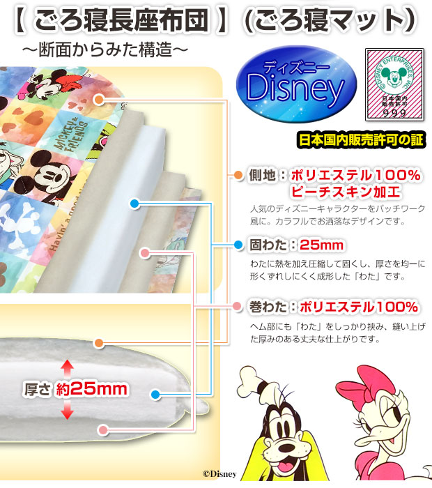 ディズニー 長座布団 ごろ寝マット サイズ 70 1cm 固綿入り Disney ディズニー お昼寝に最適 ごの通販はau Pay マーケット 自社ブランド良品寝具の宮地