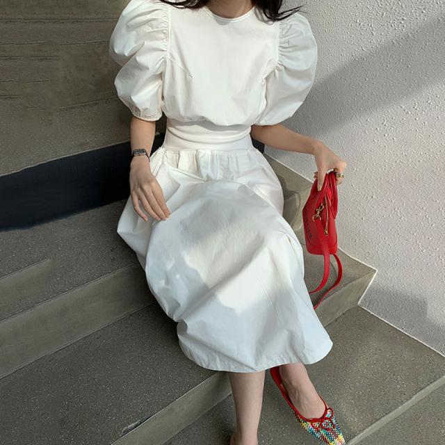 送料込み かわいい パフスリーブ ワンピース ハイウエスト 韓国ファッションの通販はau Pay マーケット Moss Moss