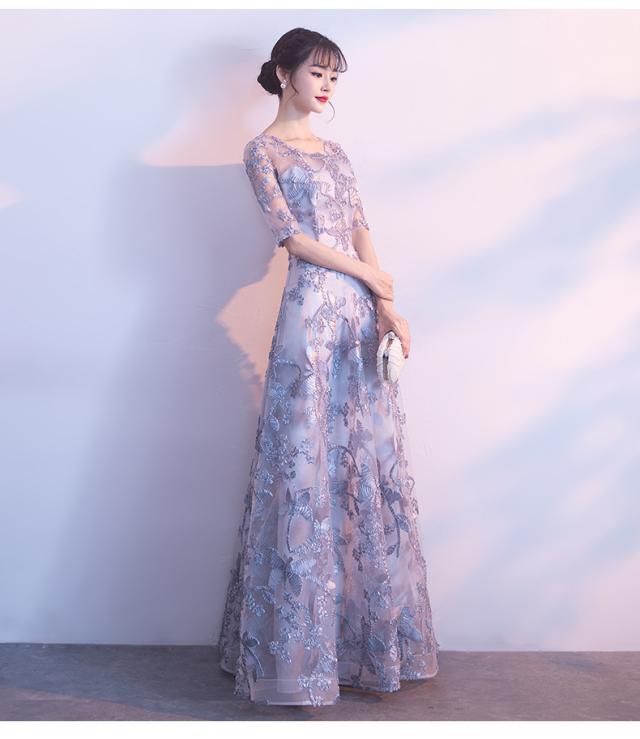 送料込み ドレスワンピース 結婚式 パーティー 韓国 ロング 発表会 演奏会 フォーマル 夏 春秋 イブニングドレス 5分袖 プリンセス の通販はau Pay マーケット Moss Moss