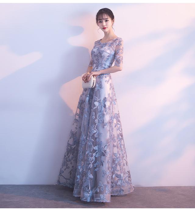 送料込み ドレスワンピース 結婚式 パーティー 韓国 ロング 発表会 演奏会 フォーマル 夏 春秋 イブニングドレス 5分袖 プリンセス の通販はau Pay マーケット Moss Moss