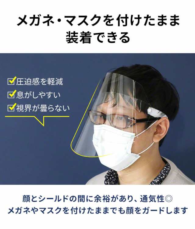 10枚セット フェイスシールド 個包装 全面透明 ウイルス対策 眼鏡対応 眼鏡着用可 マスク着用可 飛沫感染予防 ウイルス メガネの上から の通販はau Pay マーケット ココロミクラブ