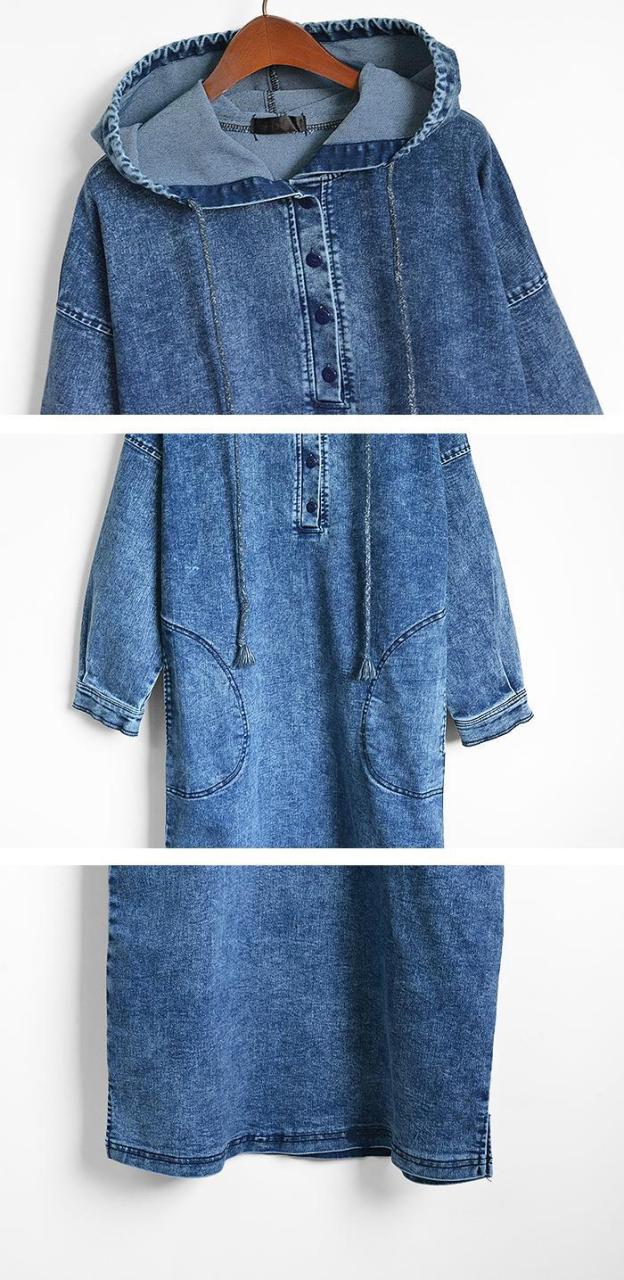 パーカー ワンピース デニムワンピース 長袖 秋 秋服 ファッション ロングワンピース マキシ丈ワンピース ビッグシルエットの通販はau Pay マーケット Silver Color