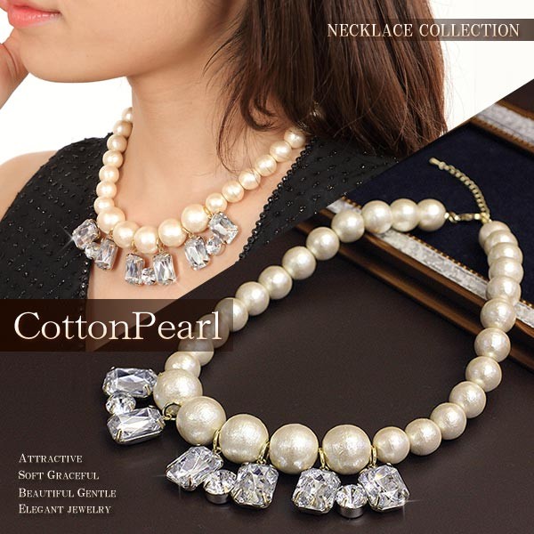 パールネックレス ピアス セット 大ぶり アクセサリー コットンパール