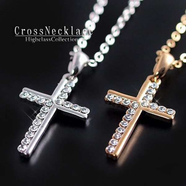 十字架 ネックレス レディース クロスネックレス キラキラ シンプル