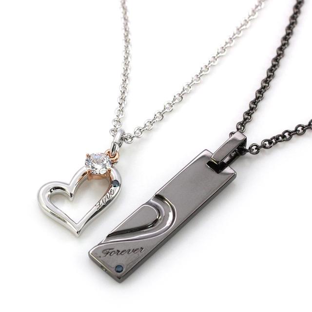 シルバー ハート ダイヤモンド風 ネックレス 2本セット ダイヤモンド＆誕生石 ハートシルバーネックレス flame of heart