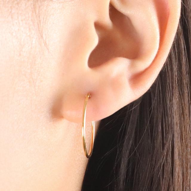 フープピアス 18K イエローゴールド シンプル 大きめ 20mm フープピアス 18K イエローゴールド シンプル 大きめ 20mm