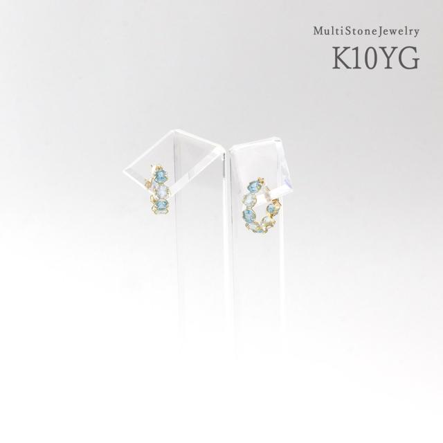 フープピアス 10K イエローゴールド 10金 K10 アクアマリン ブルートパーズ ピアス フープ レディース プレゼント 結婚記念日 誕生日 ギフト 贈り物 可愛い おしゃれ 天然石 宝石 天然 女性 彼女 妻 K10YG 本物 3月 11月 誕生石 ブルー トパーズ 水色 青 母の日 ギフト 2026_9