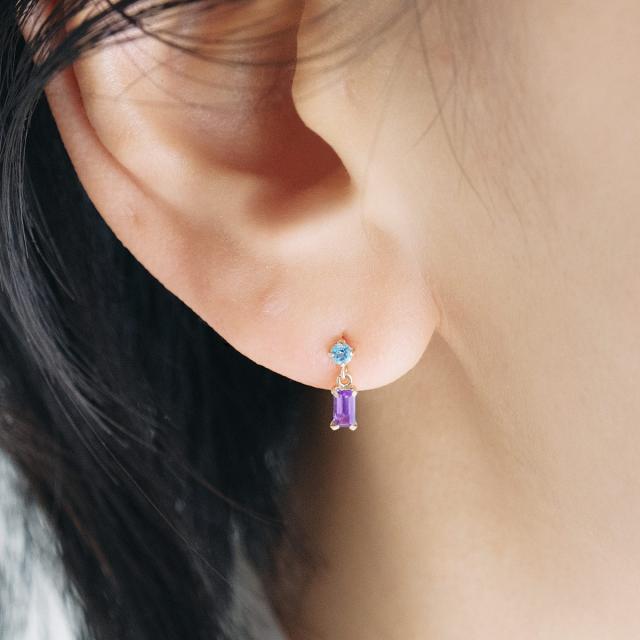 ピアス アメジスト トパーズ 小さい 揺れる 10金 10K K10 イエローゴールド レディース おしゃれ かわいい 小ぶり ブルートパーズ 長方形 プレゼント 誕生日 贈り物 記念日 スタッド 普段使い 女性 彼女 妻 K10YG 本物 パープル ブルー 11月 2月 誕生石 誕生日プレゼント_3