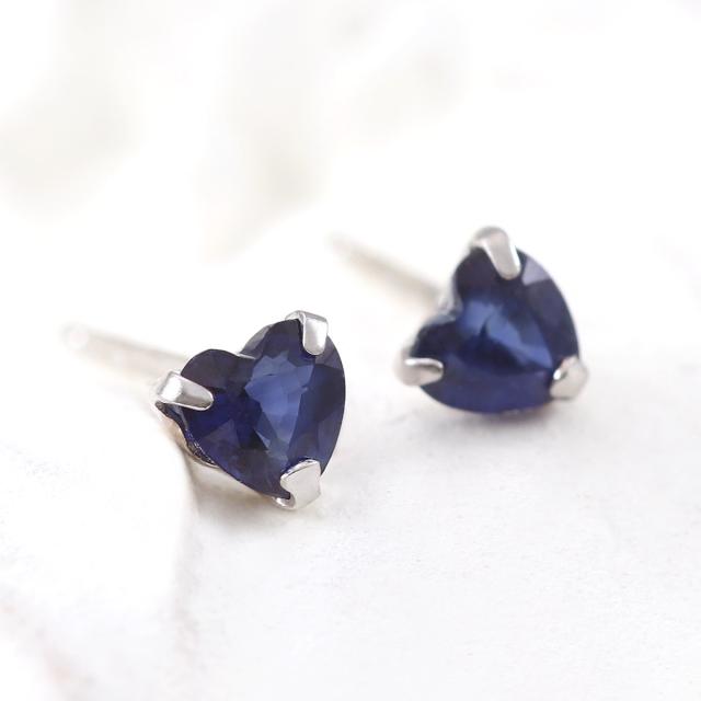 サファイア　K18 ピアス　ハート　天然石　18金無垢　可愛い✨ ピアス サファイア k18 レディース 18金 ハート 18k サファイアの