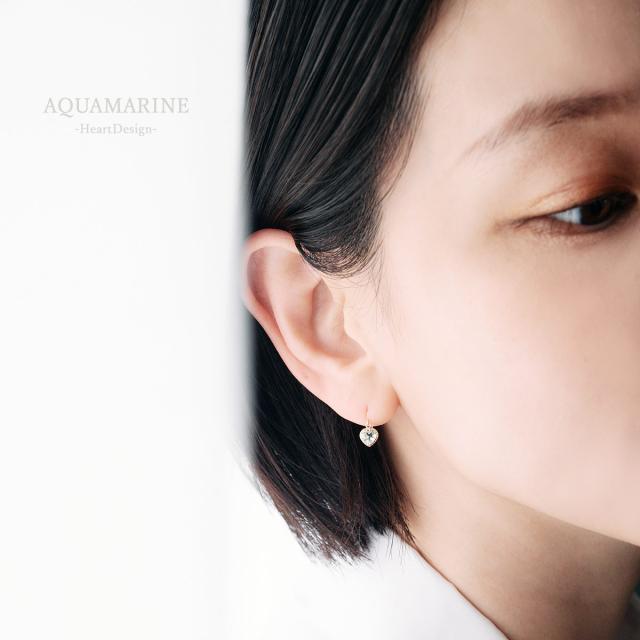 ピアス 18金 アクアマリン k18 揺れる レディース フックピアス
