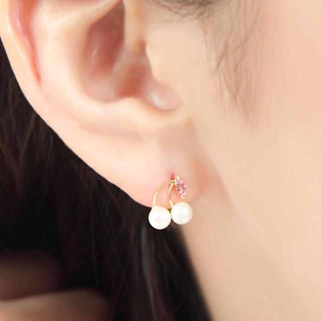 ピアス 18金 レディース チェリー さくらんぼ k18 ピンクトルマリン 