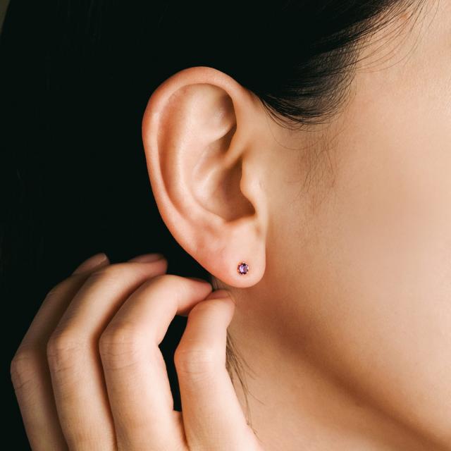 アメジスト18kピアス 楽天市場】18K アメジスト ピアス 18金 イエローゴールド