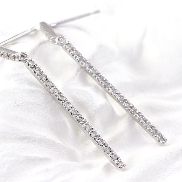 ロングピアス 18金 ダイヤモンド レディース k18 ホワイトゴールド  