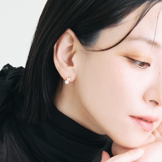 ピアス 18金 パール ホワイトトパーズ シンプル 小振り K18 イエロー 