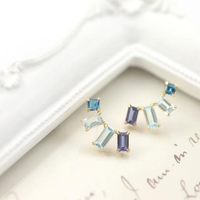 18金ピアス レディース アクアマリン ロンドンブルートパーズ スカイ