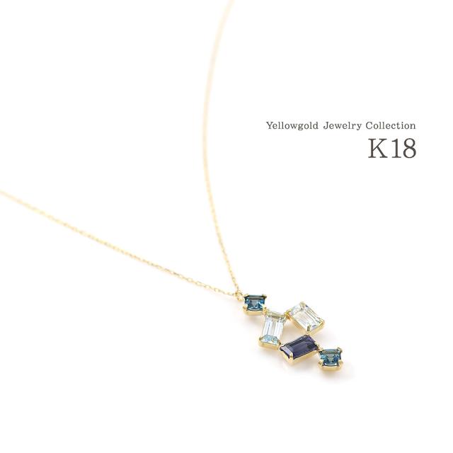 18K ネックレス レディース アクアマリン ロンドンブルー
