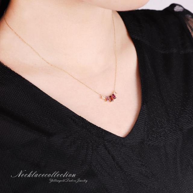 18K ネックレス レディース ガーネット ライトアメジスト ロードライト  