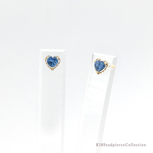 ロンドンブルートパーズ ピアス K18 イエローゴールド レディース 18金 ジュエリー 18K ハート モチーフ 大人 かわいい スタッドピアス 11月 誕生石 一粒 プレゼント お誕生日 記念日 可愛い おしゃれ 青色 宝石 天然石 ブルー トパーズ 本物 彼女 嫁 母の日 ギフト 2026_8