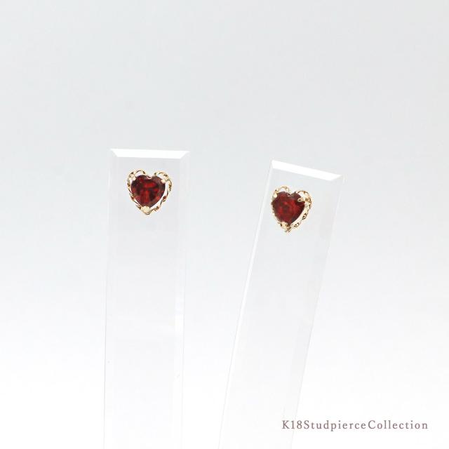 ガーネット ピアス ハート 可愛い 18K K18 イエローゴールド レディース 18金 ジュエリー アクセサリー プレゼント 結婚祝い 就職祝い 誕生日 大人 かわいい スタッド ハートモチーフ 1月 誕生石 一粒 記念日 おしゃれ レッド 赤 宝石 天然石 本物 彼女 母の日 ギフト 2026_8