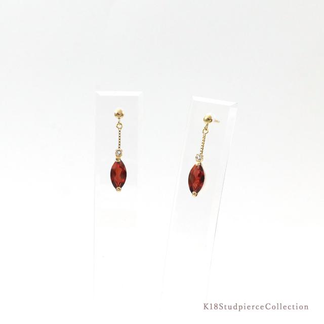 18k ピアス イエローゴールド 18金 ガーネット ホワイトトパーズ 揺れる K18 ジュエリー レディース おしゃれ 小振り 上品 天然石 誕生日 プレゼント 記念日 ギフト スタッド マーキス 小さい 小さめ 小ぶり 可愛い 11月 1月 誕生石 赤 レッド 宝石 本物 誕生日プレゼント_8