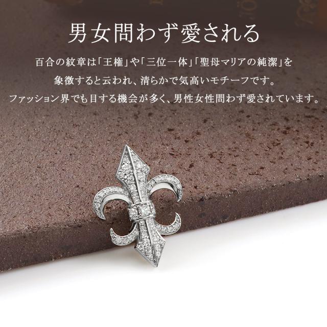 ピンブローチ メンズ プラチナ ダイヤモンド ブローチ タイタック タックピン ピンバッジ レディース 天然 宝石 Pt900 おしゃれ 百合の紋章 大きめ 大ぶり 大きい ゴージャス ピンバッチ 百合 紋章 男性 女性 兼用 4月 誕生石 天然石 40代 50代 本物 誕生日プレゼント_2
