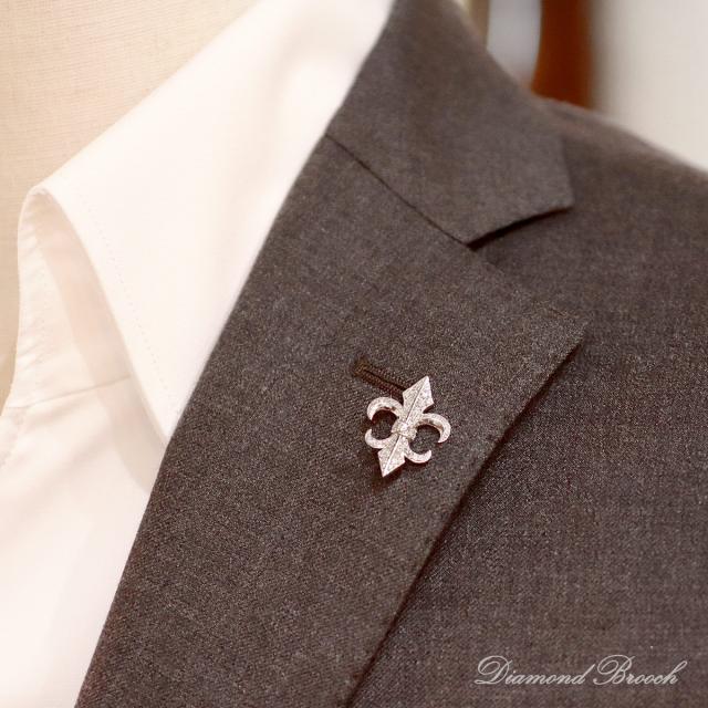 ピンブローチ メンズ プラチナ ダイヤモンド ブローチ タイタック