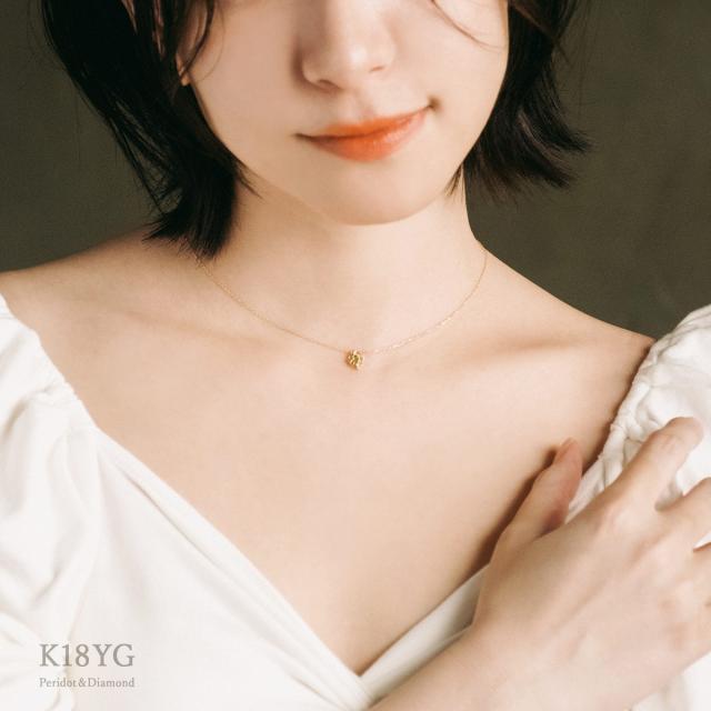 18金ネックレス ペリドット ダイヤモンド ネックレス 18K ゴールド 18金 ジュエリー プレゼント 誕生日 アクセサリー レディース K18 シンプル グリーン 母の日 ギフト 2026 誕生石 ギフト 贈り物 女性 彼女 嫁 娘 アンティーク調 黄緑 若草色_7