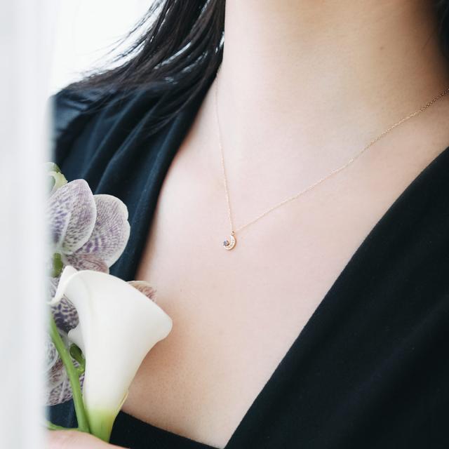 プチネックレス タンザナイト ネックレス 月モチーフ 10金 ペンダント