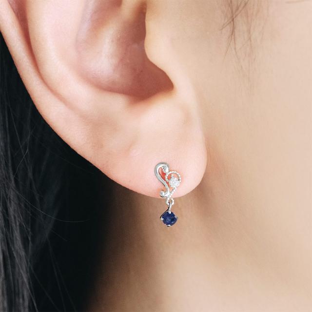 ハートピアス レディース 14金 サファイア K14 かわいい 14K ホワイト 