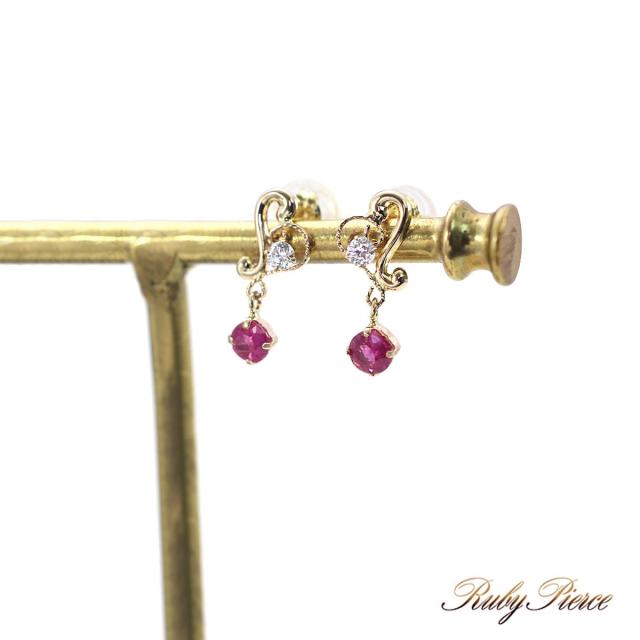 ピアス レディース 18金 ルビー 18金ピアス k18 ハート 18k ハート形 