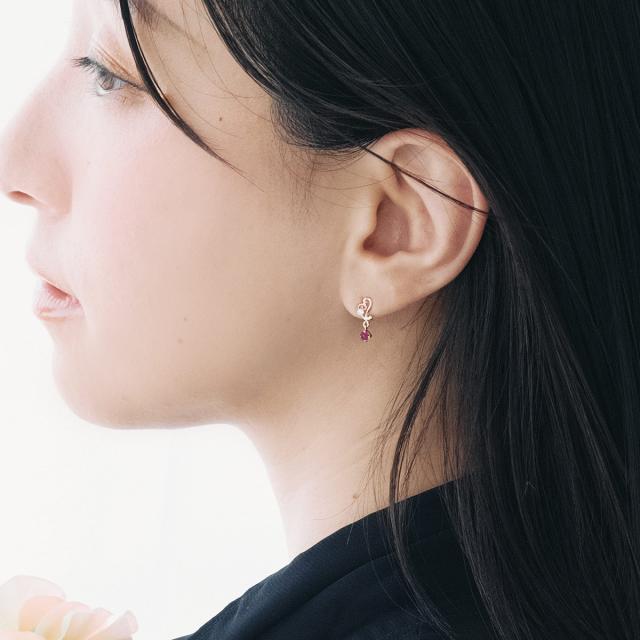 ピアス レディース 18金 ルビー 18金ピアス k18 ハート 18k ハート形 