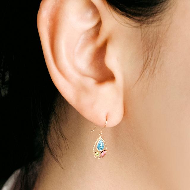 レディース かわいい フックピアス 18金 可愛い ピアス 18k ゴールド ジュエリー ブルートパーズ ピンクトルマリン ペリドット ゆれる K18 カラフル 雫型 ドロップ 誕生日プレゼント 記念日 誕生日 ギフト 贈り物 女性 彼女 妻 嫁 本物 おしゃれ 雫形_3