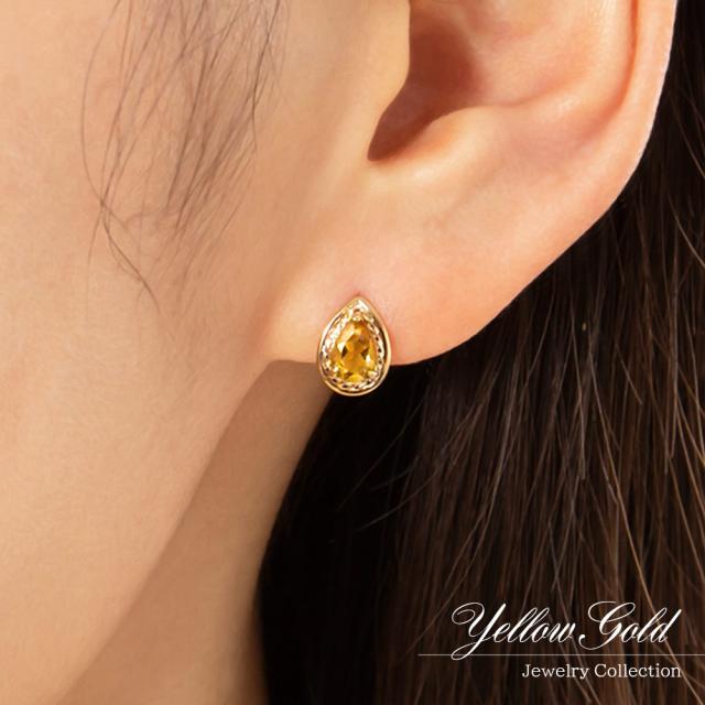 ピアス 18金 シトリン かわいい シンプル イエローゴールド K18 18K 11月誕生石 小ぶり 小さい レディース 雫 ティアドロップ 涙形 セカンドピアス プレゼント 誕生日 記念日 アクセサリー ジュエリー 母の日 ギフト 2026 ギフト 女性 彼女_4
