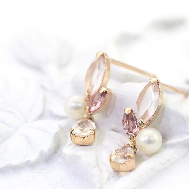 ピアス 18金 かわいい レディース 揺れる 18K ピンクゴールド K18 ピンクトルマリン ローズクォーツ ラブラドライト 淡水真珠 パール ビジュー プレゼント 誕生日 記念日 女性 彼女 嫁 6月 ギフト 贈り物 ピンク 揺れる 本物 30代 40代 誕生日プレゼント_3