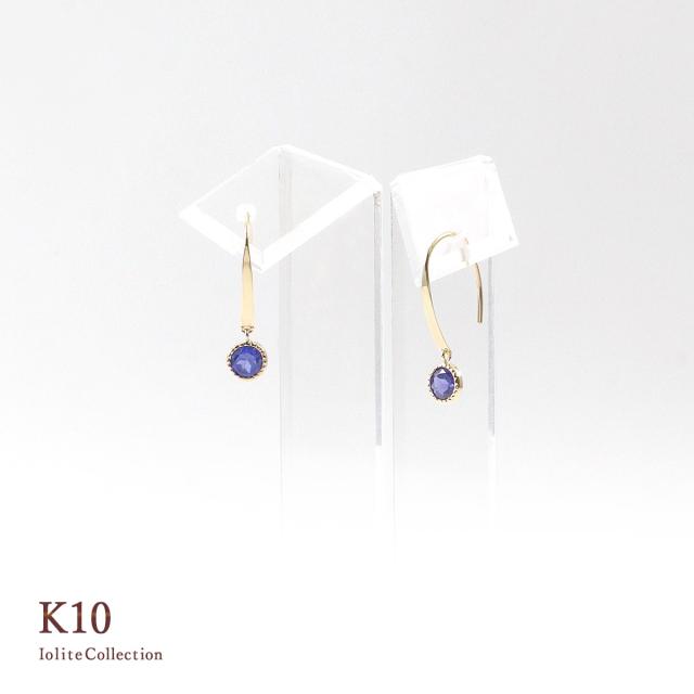 レディース フックピアス シンプル 誕生石 10金 揺れる