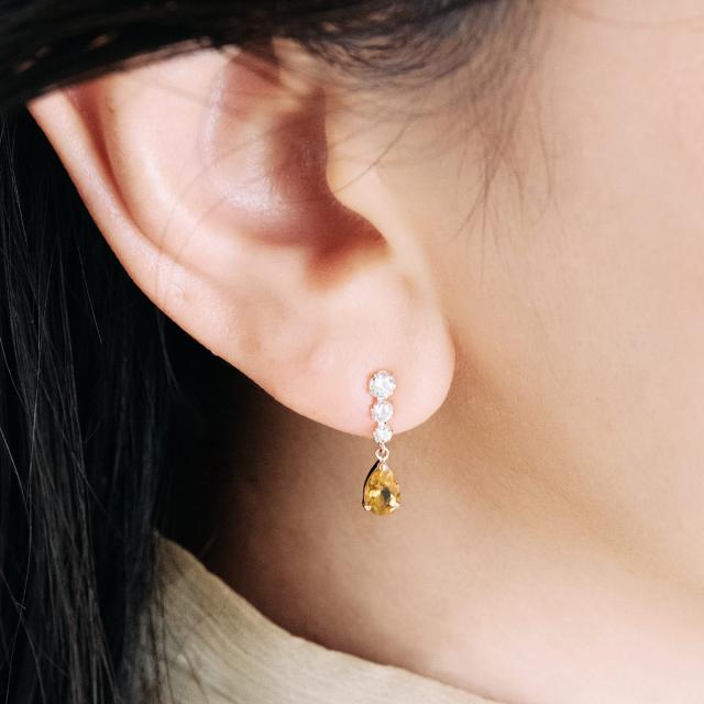 シトリンピアス おしゃれ プレゼント 天然石 10金 アクセサリー
